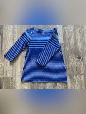 croft & barrow Women’s Blue and Navy Striped 3/4 length Sleeve Size S